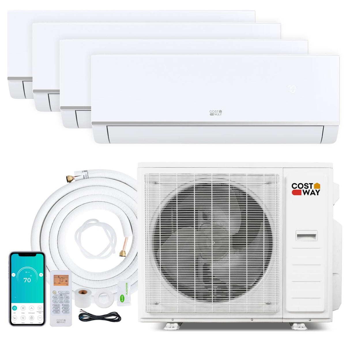 Blast Pro 38000 BTU 4 Zone 20 SEER2 Mini Split AC with Heat Pump-9K + 9K + 9K + 18K-Multi-Zone Mini Split Air Conditioners-DECOROLALA