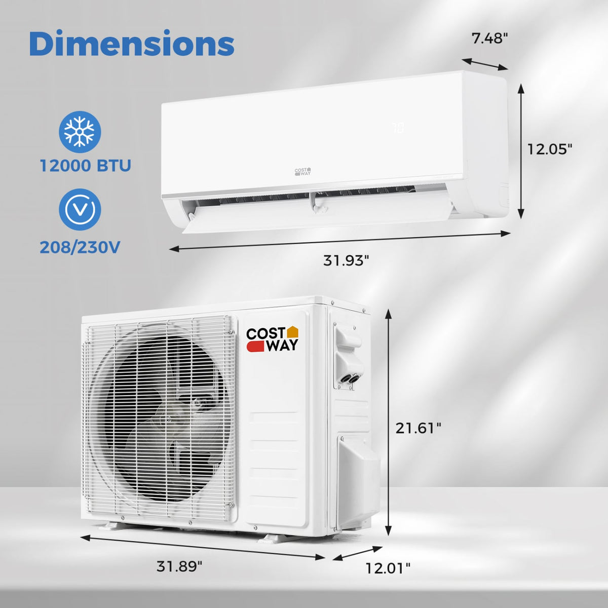 Blast Pro Series 12000 BTU 20 SEER2 208-230V Wifi Enabled Mini Split Air Conditioner and Heater-Mini Split Air Conditioners-DECOROLALA