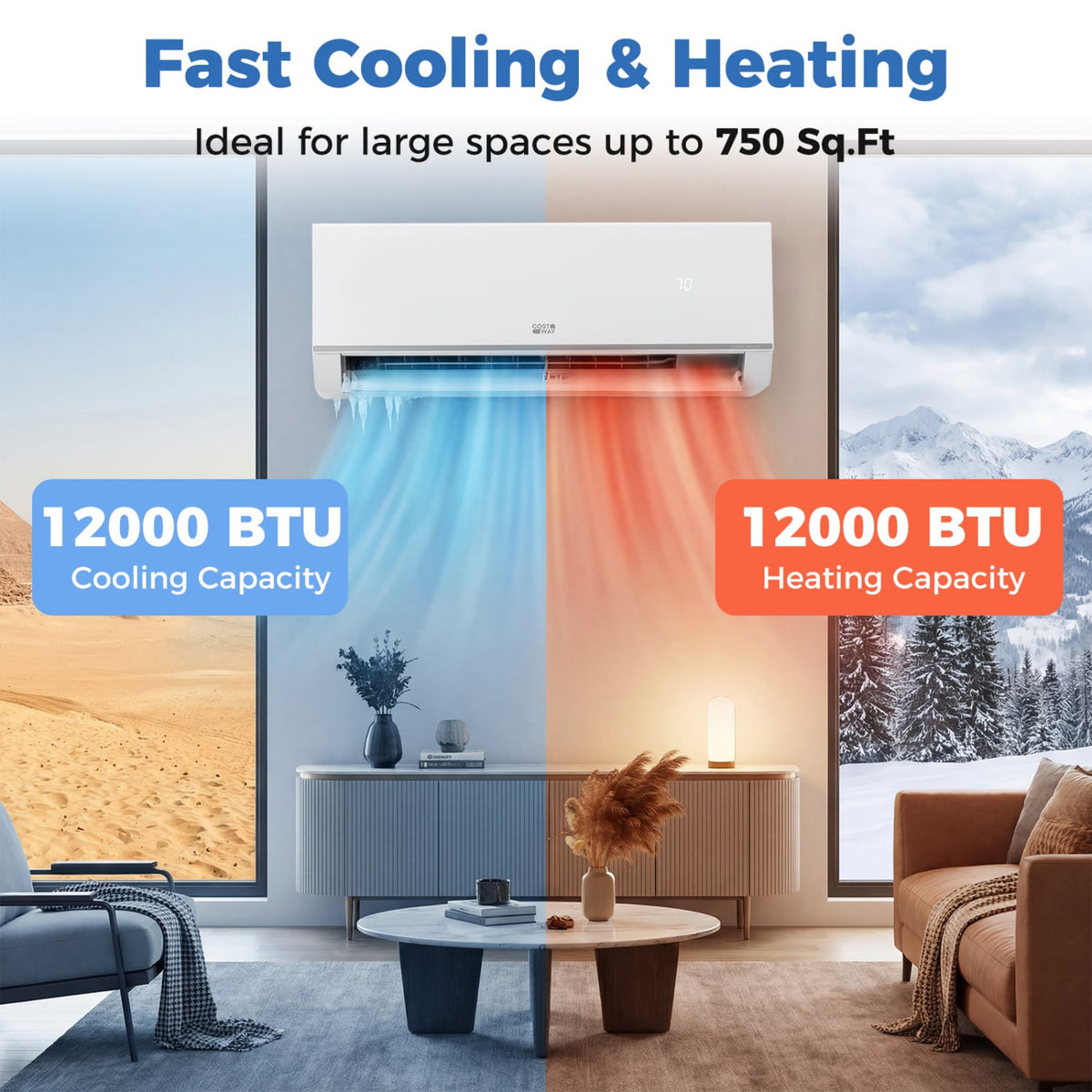 Blast Pro Series 12000 BTU 20 SEER2 208-230V Wifi Enabled Mini Split Air Conditioner and Heater-Mini Split Air Conditioners-DECOROLALA