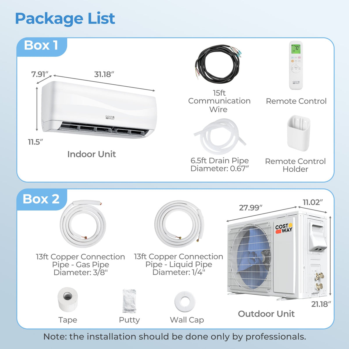 Blast Series 9100 BTU 19 SEER2 208-230V Mini Split Air Conditioner with Heat Pump-Mini Split Air Conditioners-DECOROLALA