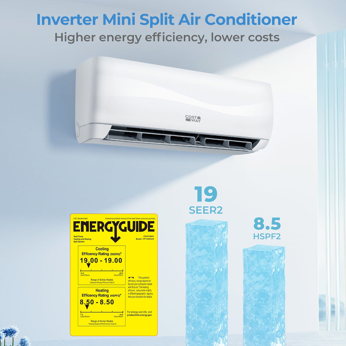 Blast Series 9100 BTU 19 SEER2 208-230V Mini Split Air Conditioner with Heat Pump-Mini Split Air Conditioners-DECOROLALA