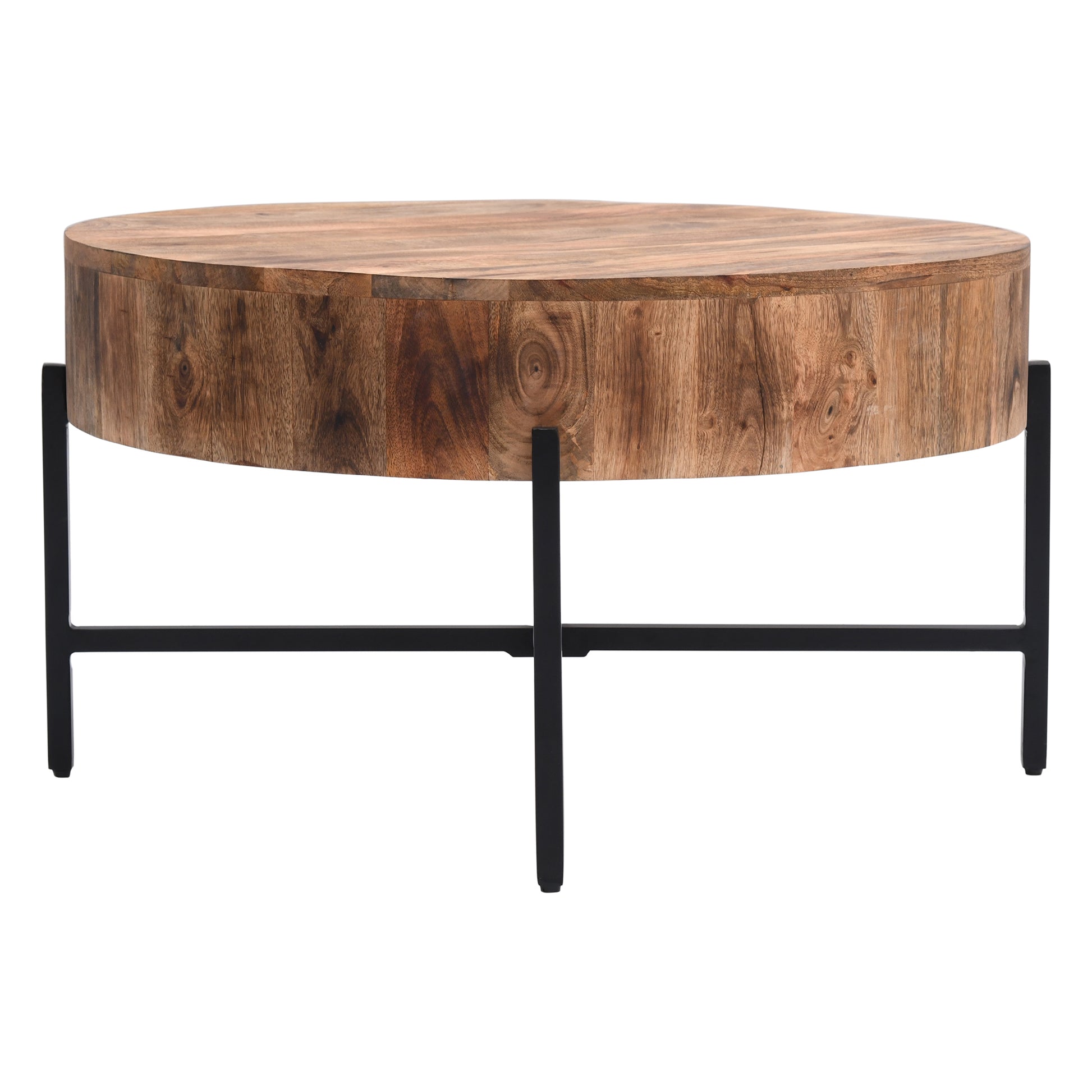 Blox Coffee Table - Natural Mango Wood with Iron Base-DECOROLALA