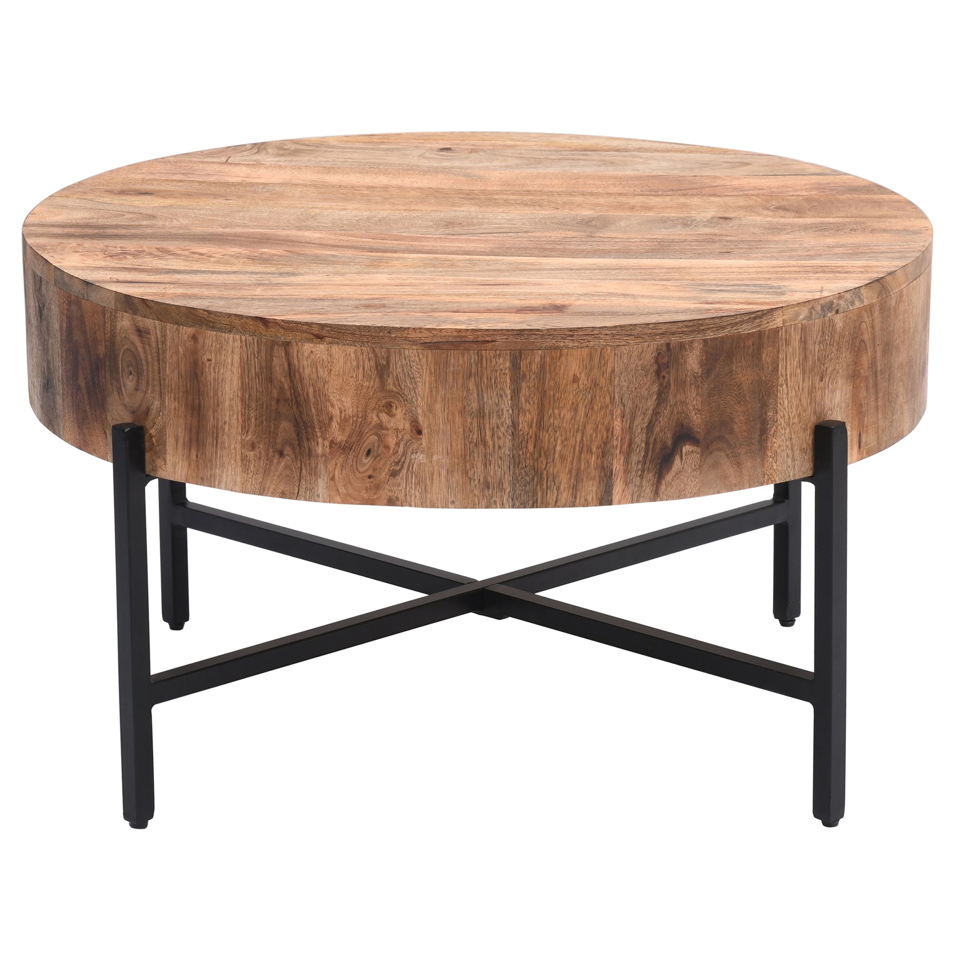 Blox Coffee Table - Natural Mango Wood with Iron Base-DECOROLALA