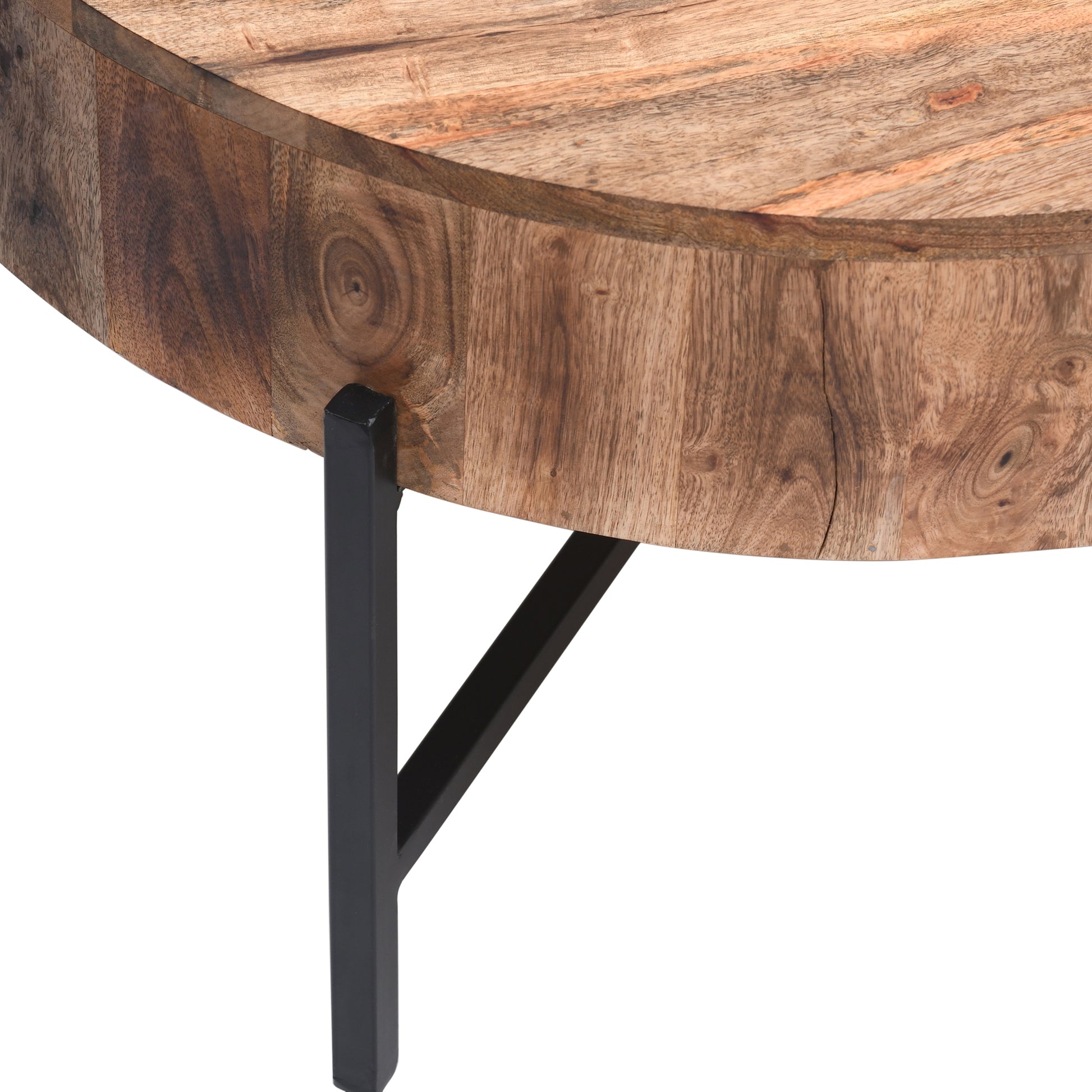 Blox Coffee Table - Natural Mango Wood with Iron Base-DECOROLALA