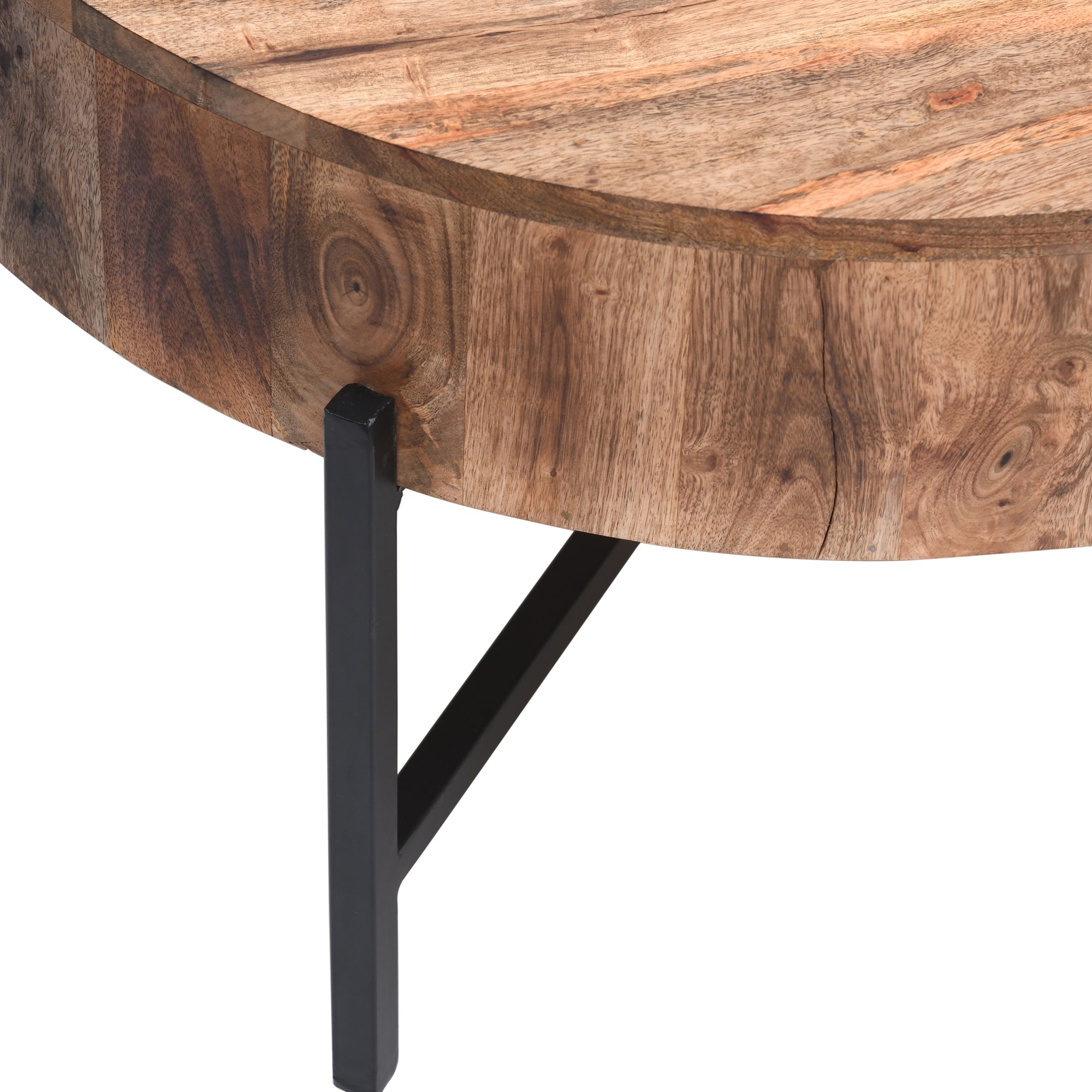 Blox Coffee Table - Natural Mango Wood with Iron Base-DECOROLALA