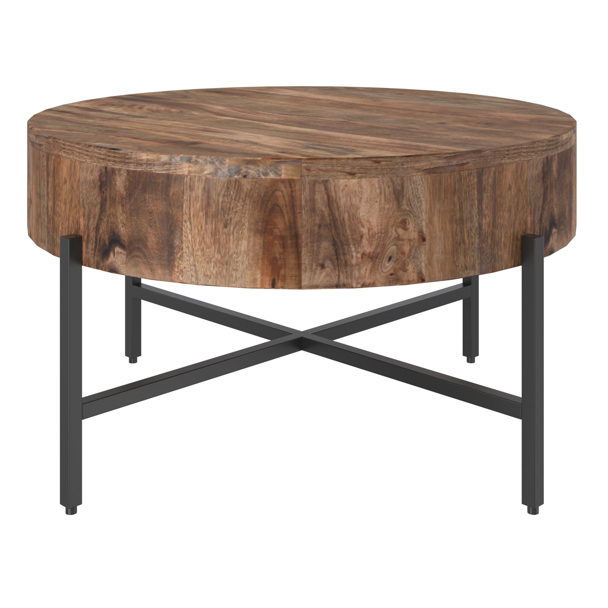Blox Coffee Table - Natural Mango Wood with Iron Base-DECOROLALA