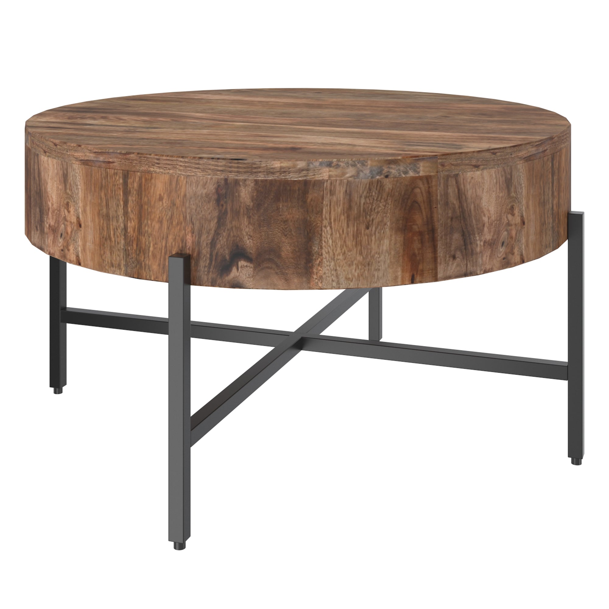 Blox Coffee Table - Natural Mango Wood with Iron Base-DECOROLALA