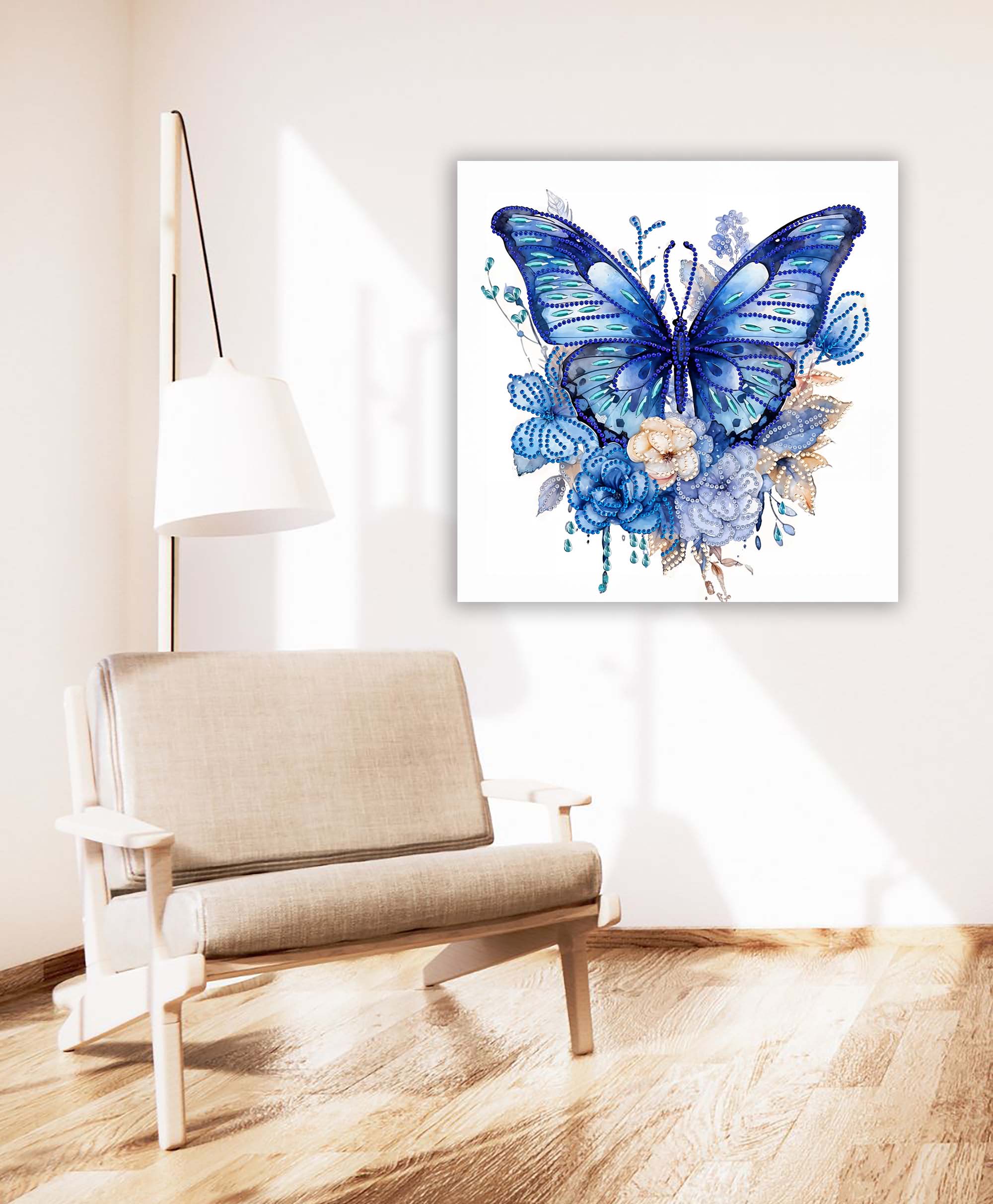 Blue Butterfly Canvas Print 36X36 Inch-Canvas Print-DECOROLALA