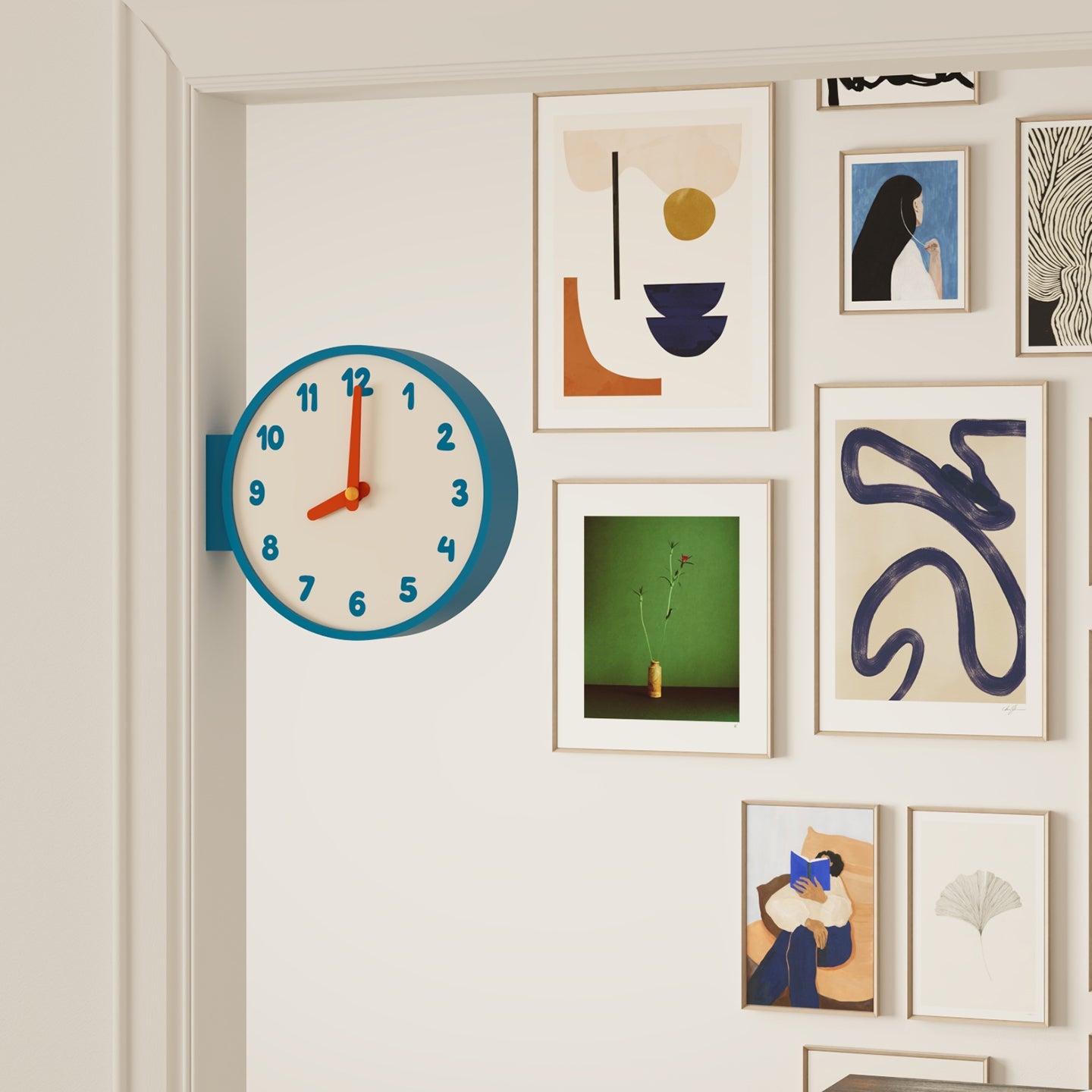 Blue Corner View Clock-Clock-DECOROLALA