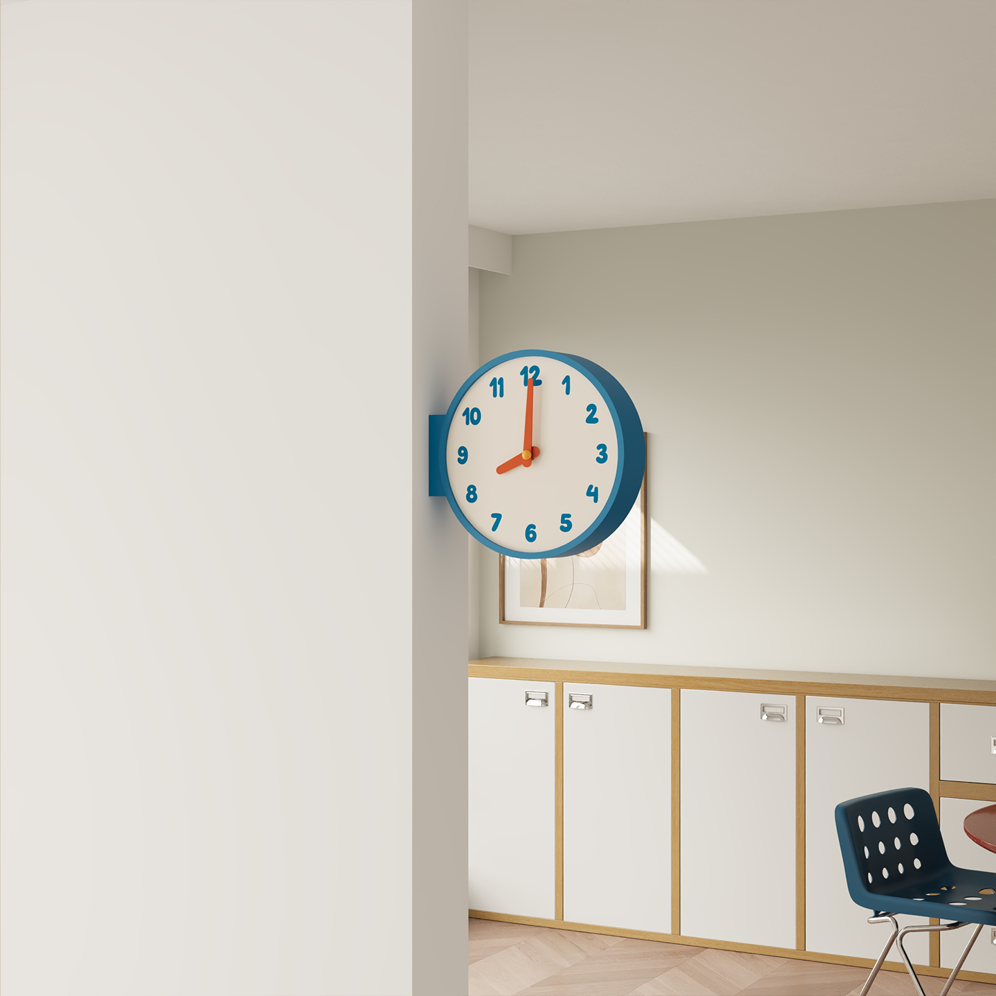 Blue Corner View Clock-Clock-DECOROLALA