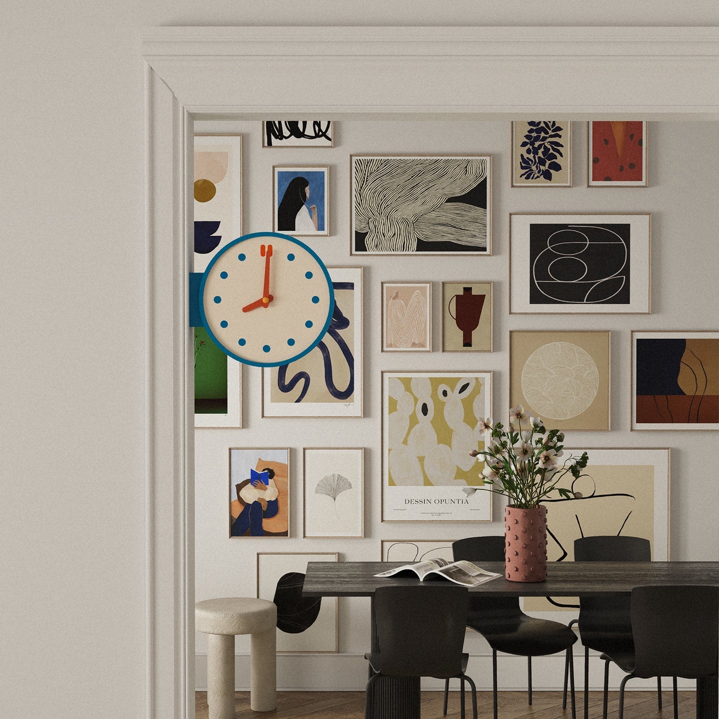 Blue Corner View Clock-Clock-DECOROLALA