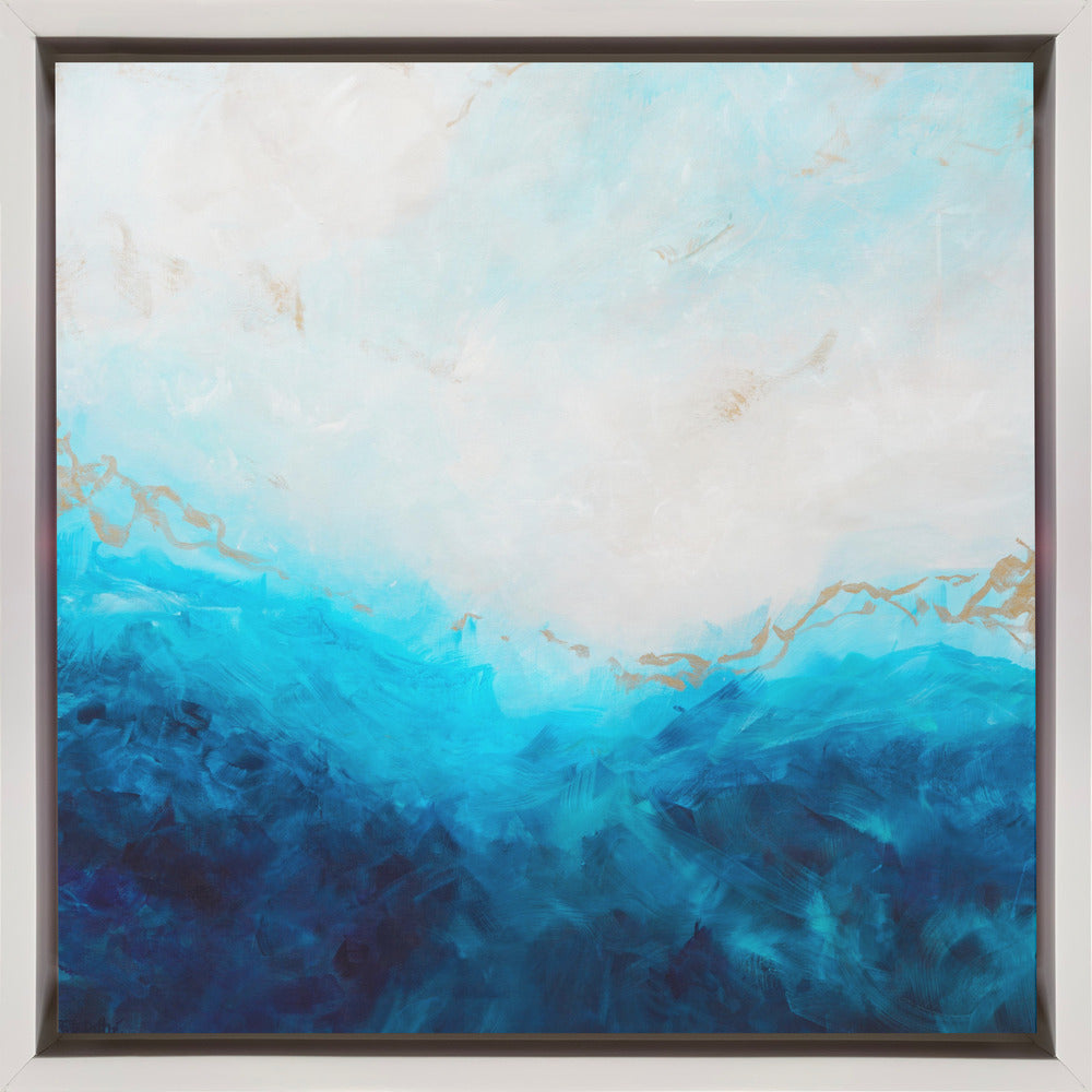 Blue Sea Golden Sunlight 1 Abstract Wall Art-Canvas Print-DECOROLALA