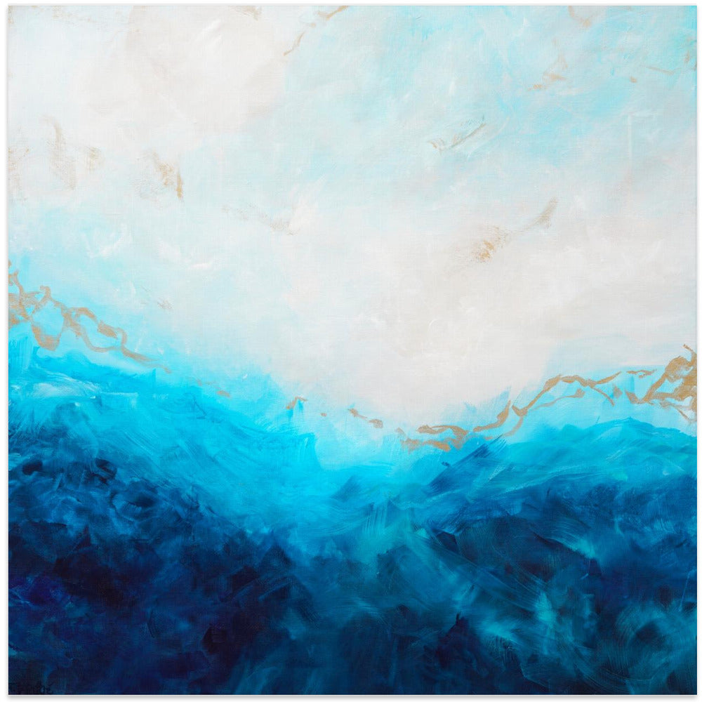 Blue Sea Golden Sunlight 1 Abstract Wall Art-Canvas Print-DECOROLALA