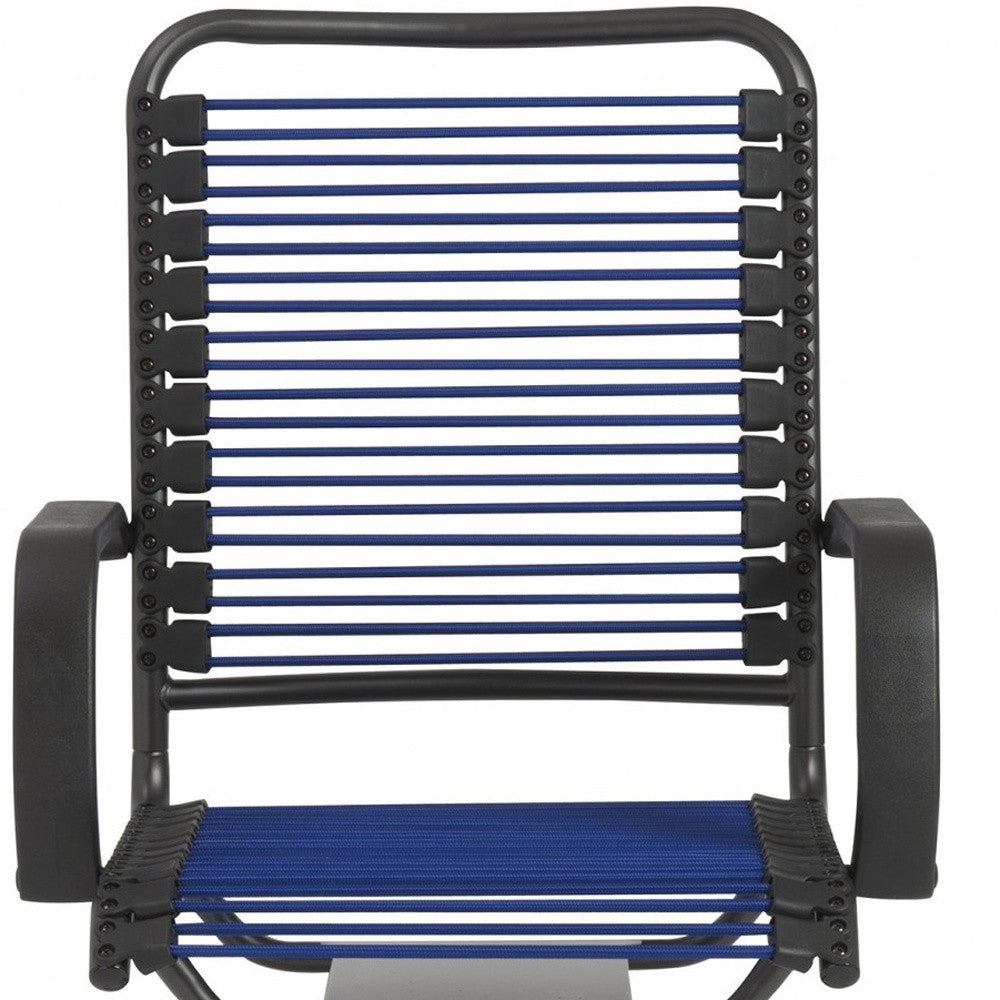 Blue and Black Adjustable Swivel Bungee Rolling Office Chair-Office Chairs-DECOROLALA