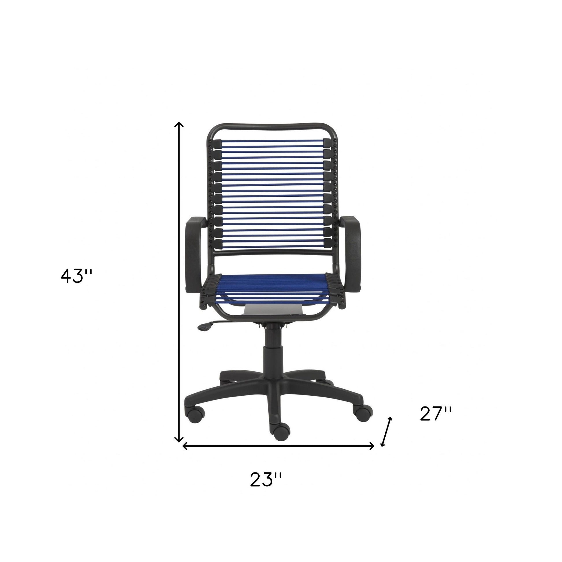 Blue and Black Adjustable Swivel Bungee Rolling Office Chair-Office Chairs-DECOROLALA
