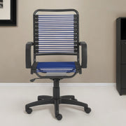 Blue and Black Adjustable Swivel Bungee Rolling Office Chair-Office Chairs-DECOROLALA
