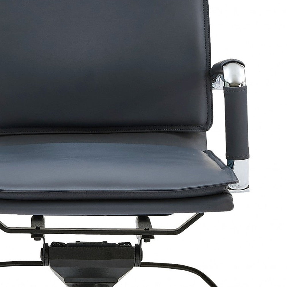 Blue and Silver Adjustable Swivel Faux Leather Rolling Conference Office Chair-Office Chairs-DECOROLALA