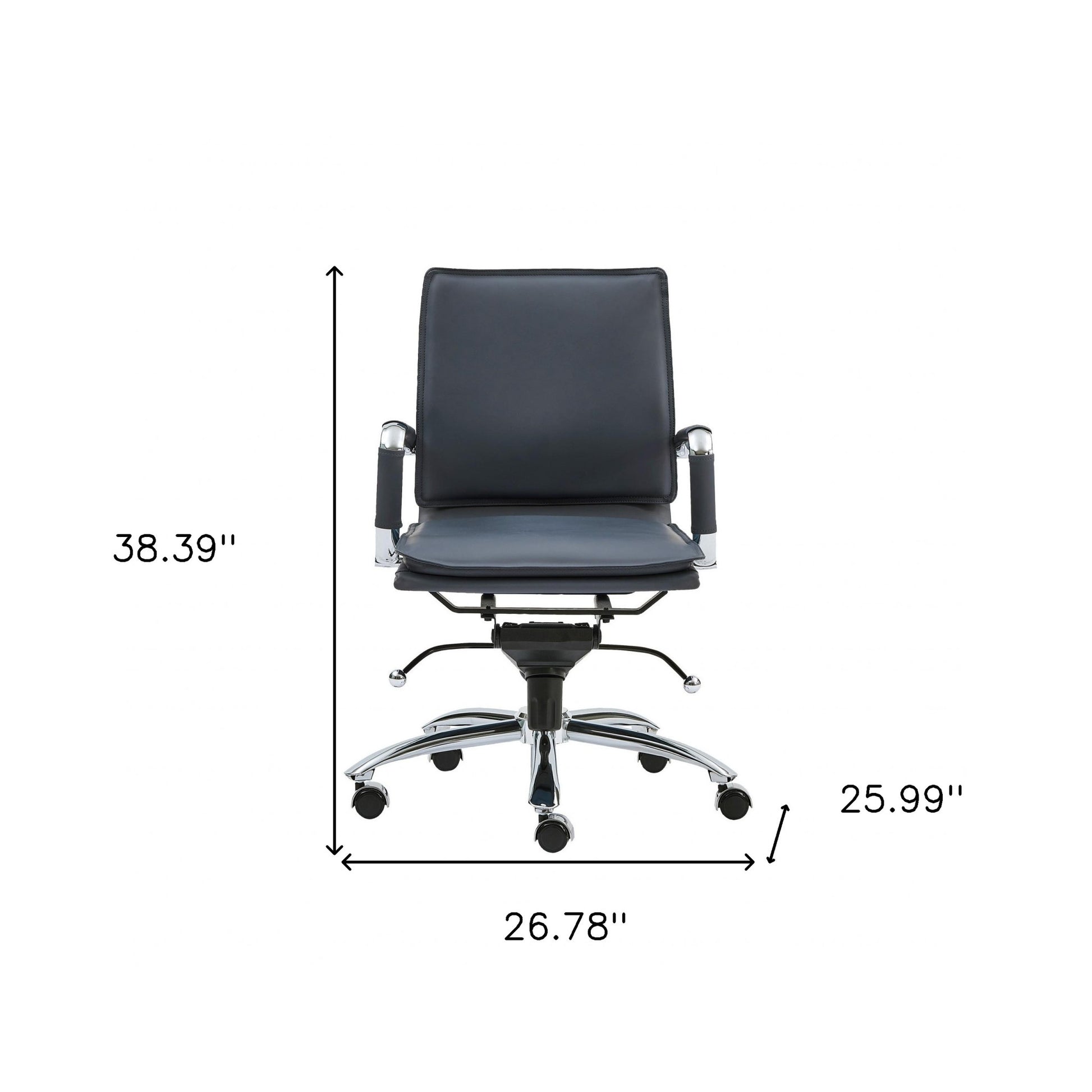 Blue and Silver Adjustable Swivel Faux Leather Rolling Conference Office Chair-Office Chairs-DECOROLALA