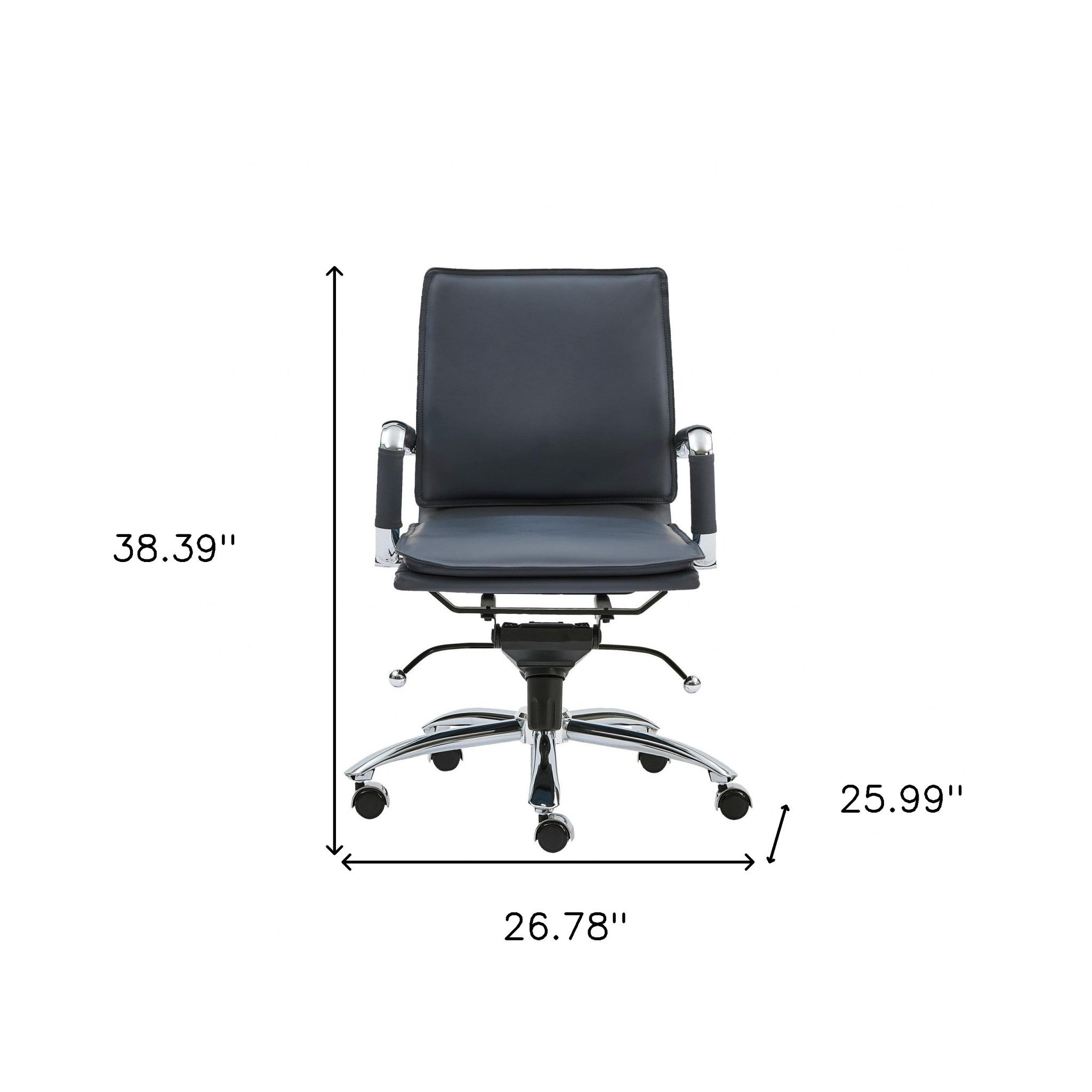 Blue and Silver Adjustable Swivel Faux Leather Rolling Conference Office Chair-Office Chairs-DECOROLALA