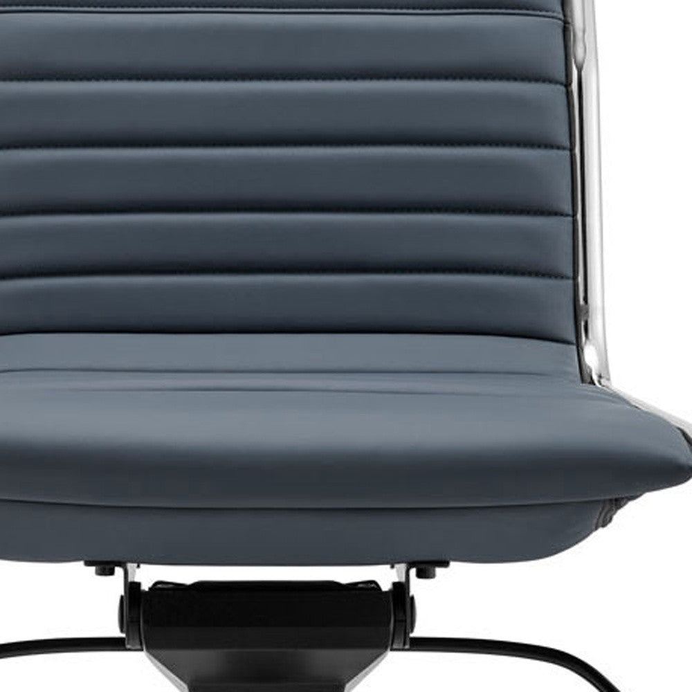 Blue and Silver Adjustable Swivel Faux Leather Rolling Conference Office Chair-Office Chairs-DECOROLALA