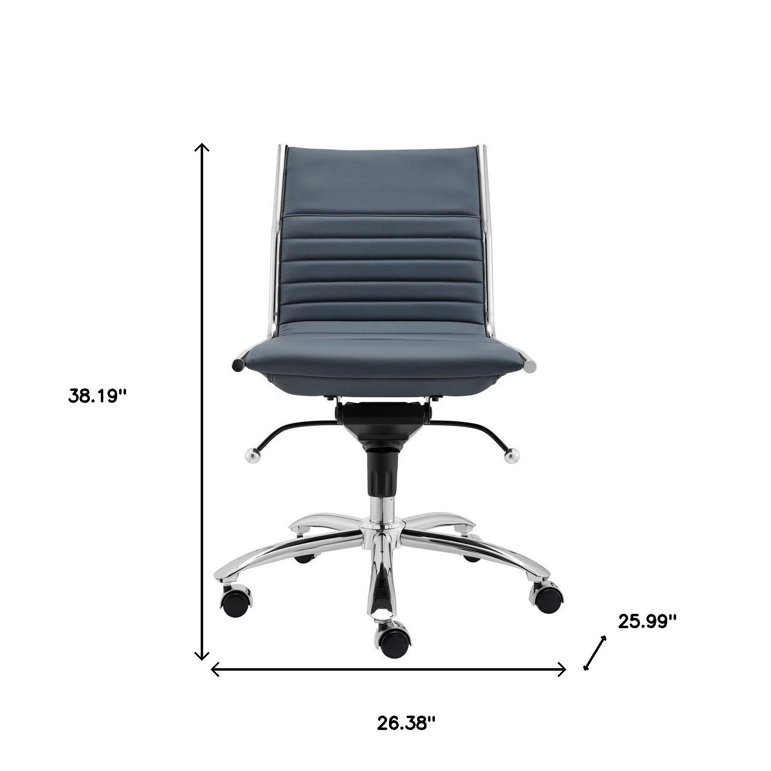 Blue and Silver Adjustable Swivel Faux Leather Rolling Conference Office Chair-Office Chairs-DECOROLALA