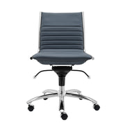 Blue and Silver Adjustable Swivel Faux Leather Rolling Conference Office Chair-Office Chairs-DECOROLALA