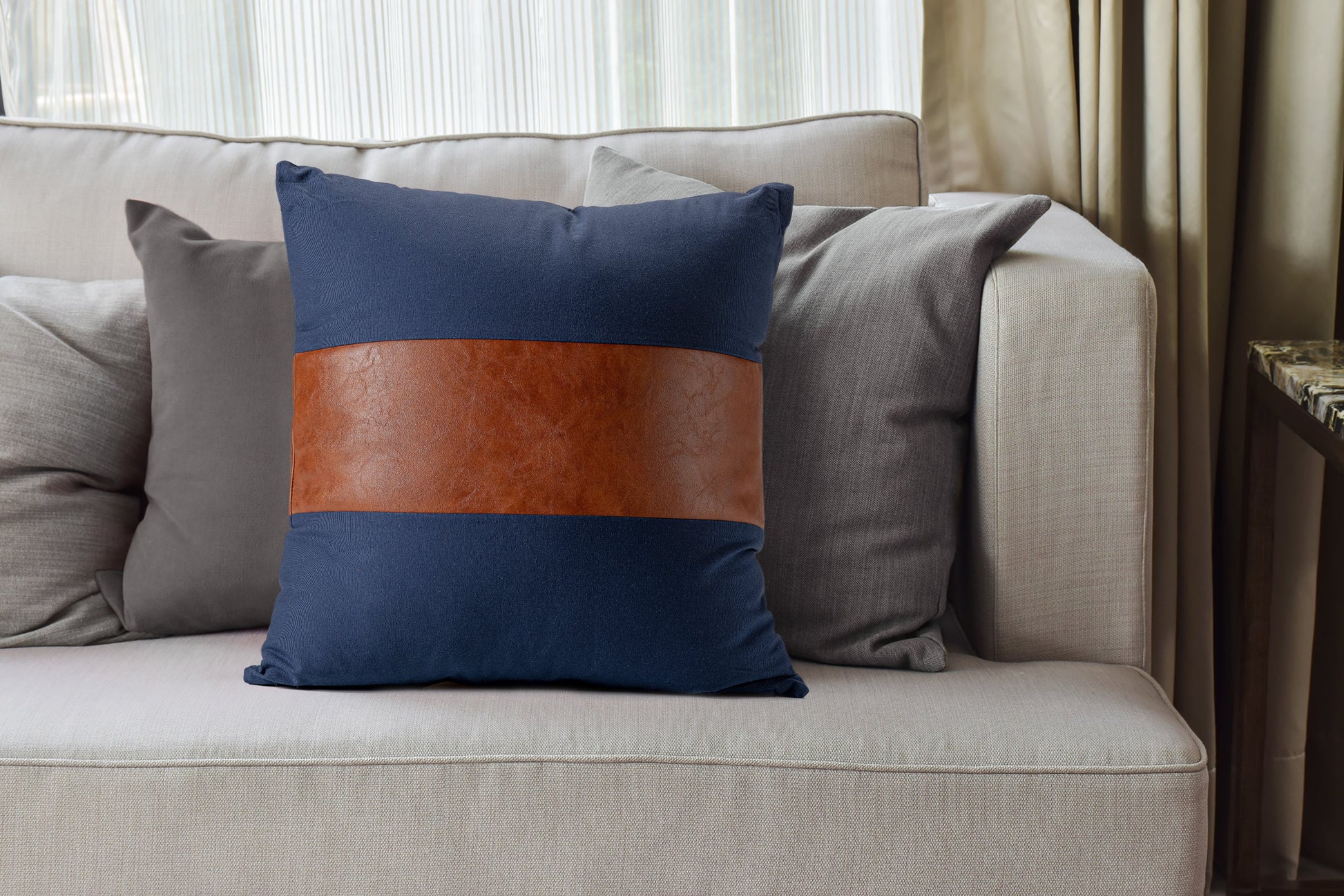 Blue and Tan Nautical Style Decorative Pillow-Decorative Cushions-DECOROLALA
