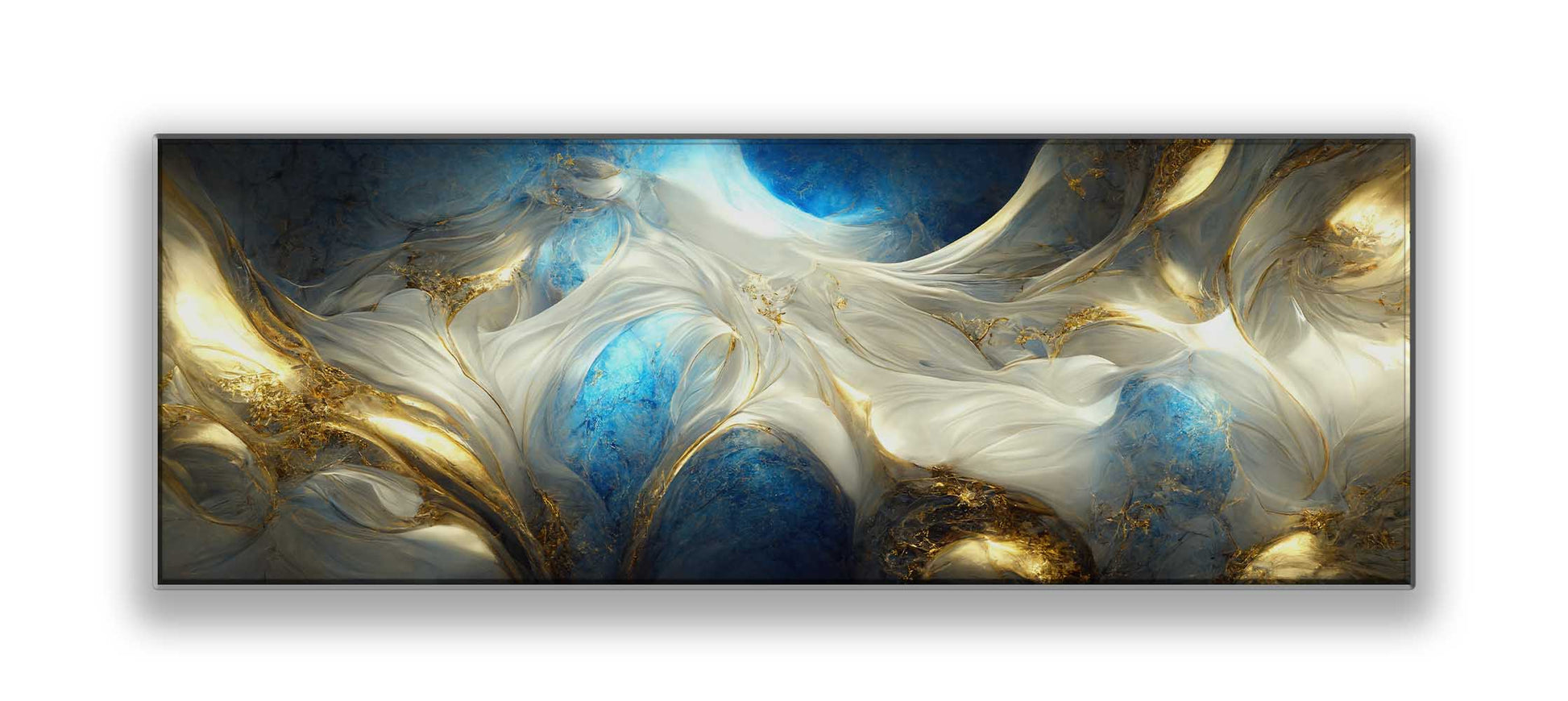 Blues and Golds Abstract 72" x 24"-Print-DECOROLALA