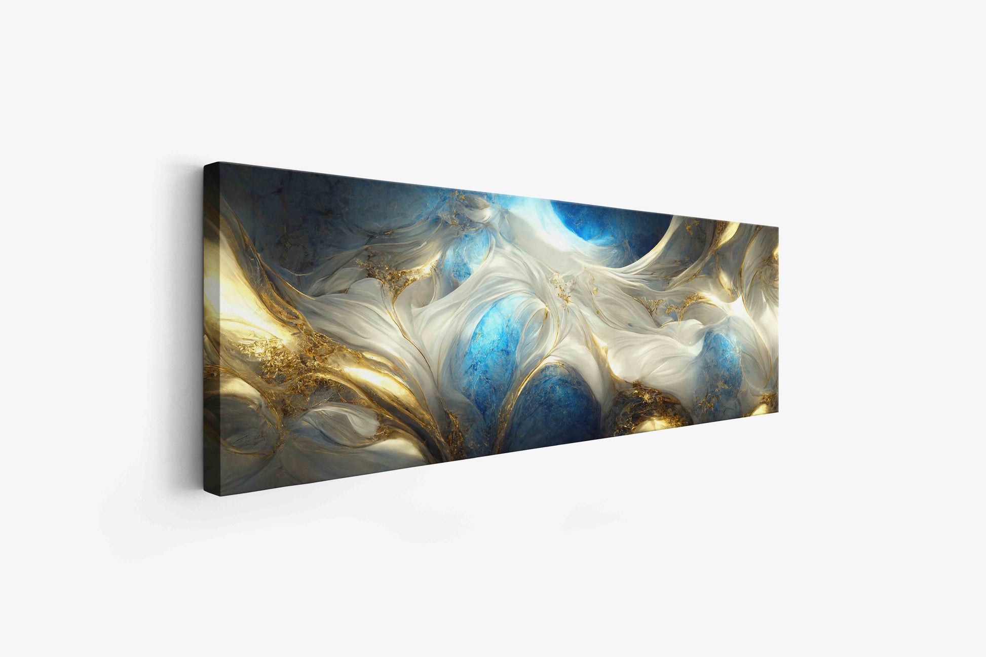 Blues and Golds Abstract Print 72" x 24"-Print-DECOROLALA