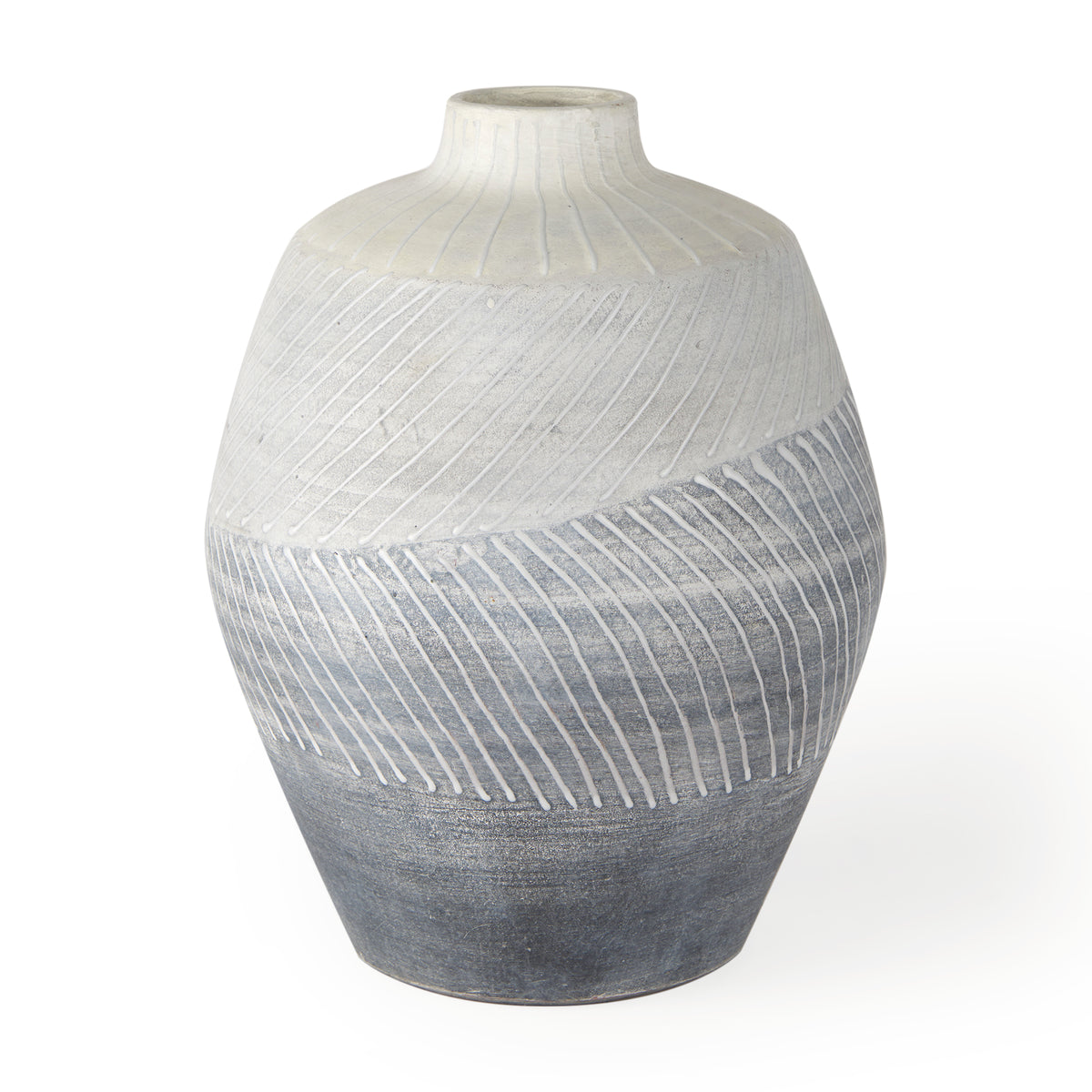 Blume 10H Off-White w/ Gray Textured Vase-Vase-DECOROLALA