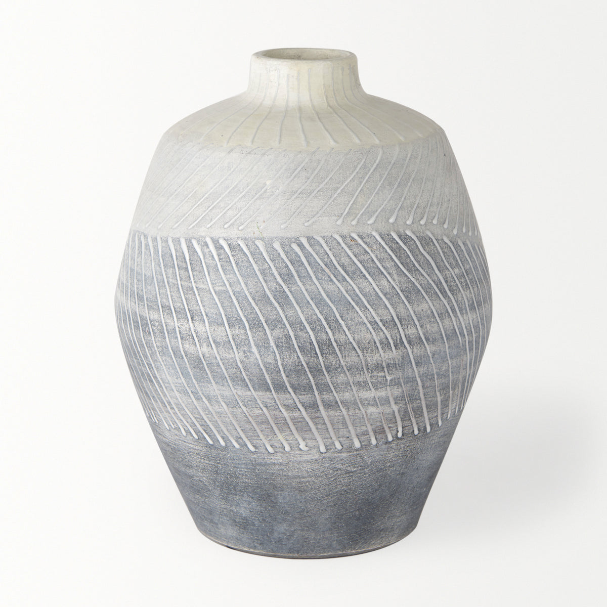Blume 10H Off-White w/ Gray Textured Vase-Vase-DECOROLALA