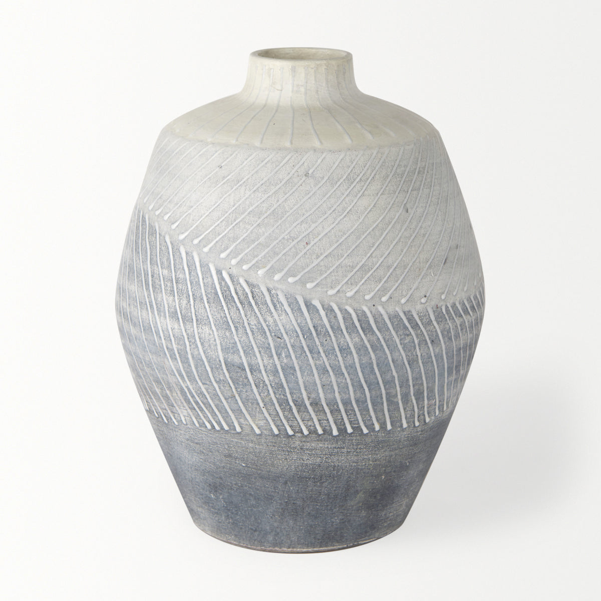 Blume 10H Off-White w/ Gray Textured Vase-Vase-DECOROLALA