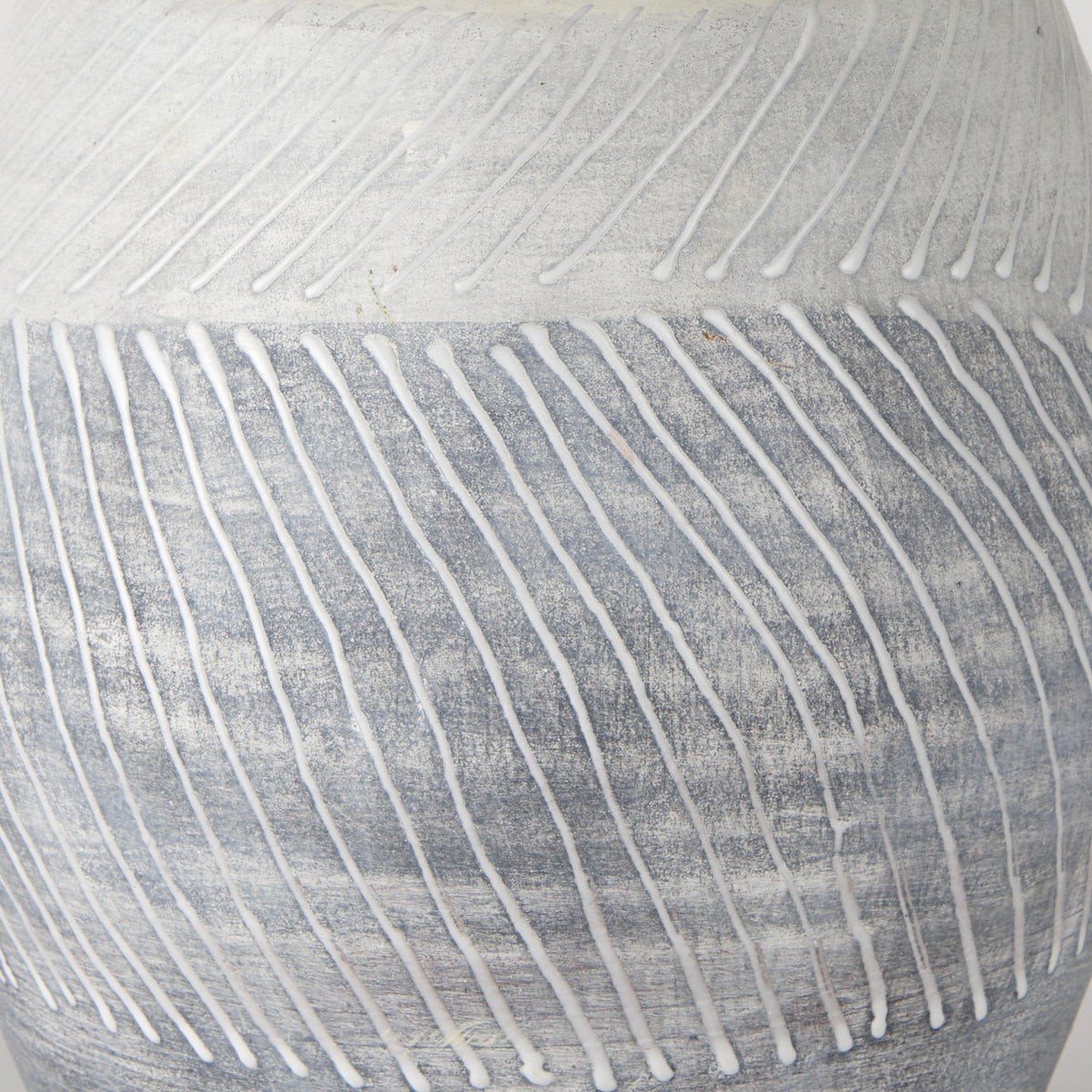 Blume 10H Off-White w/ Gray Textured Vase-Vase-DECOROLALA