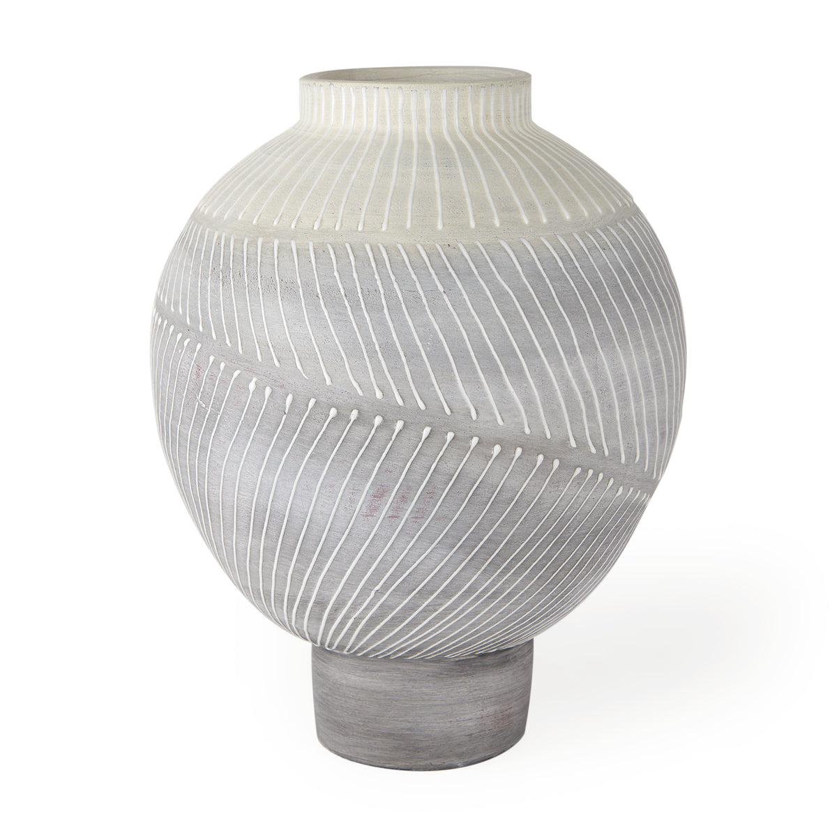 Blume 12.5H Off-White w/ Gray Textured Vase-Vase-DECOROLALA