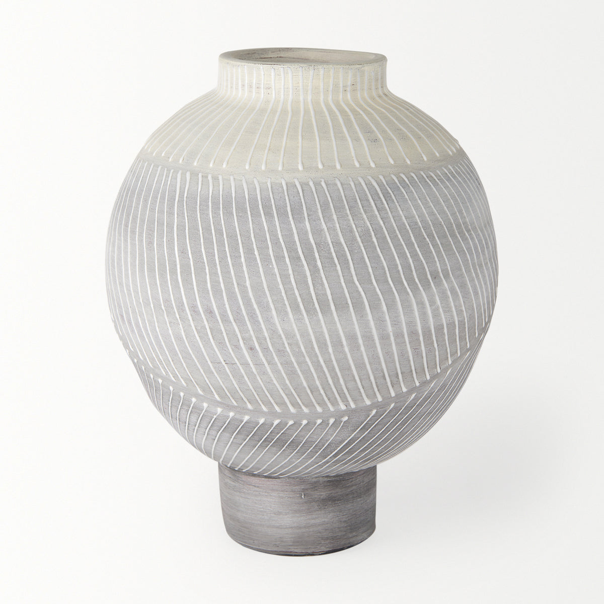 Blume 12.5H Off-White w/ Gray Textured Vase-Vase-DECOROLALA