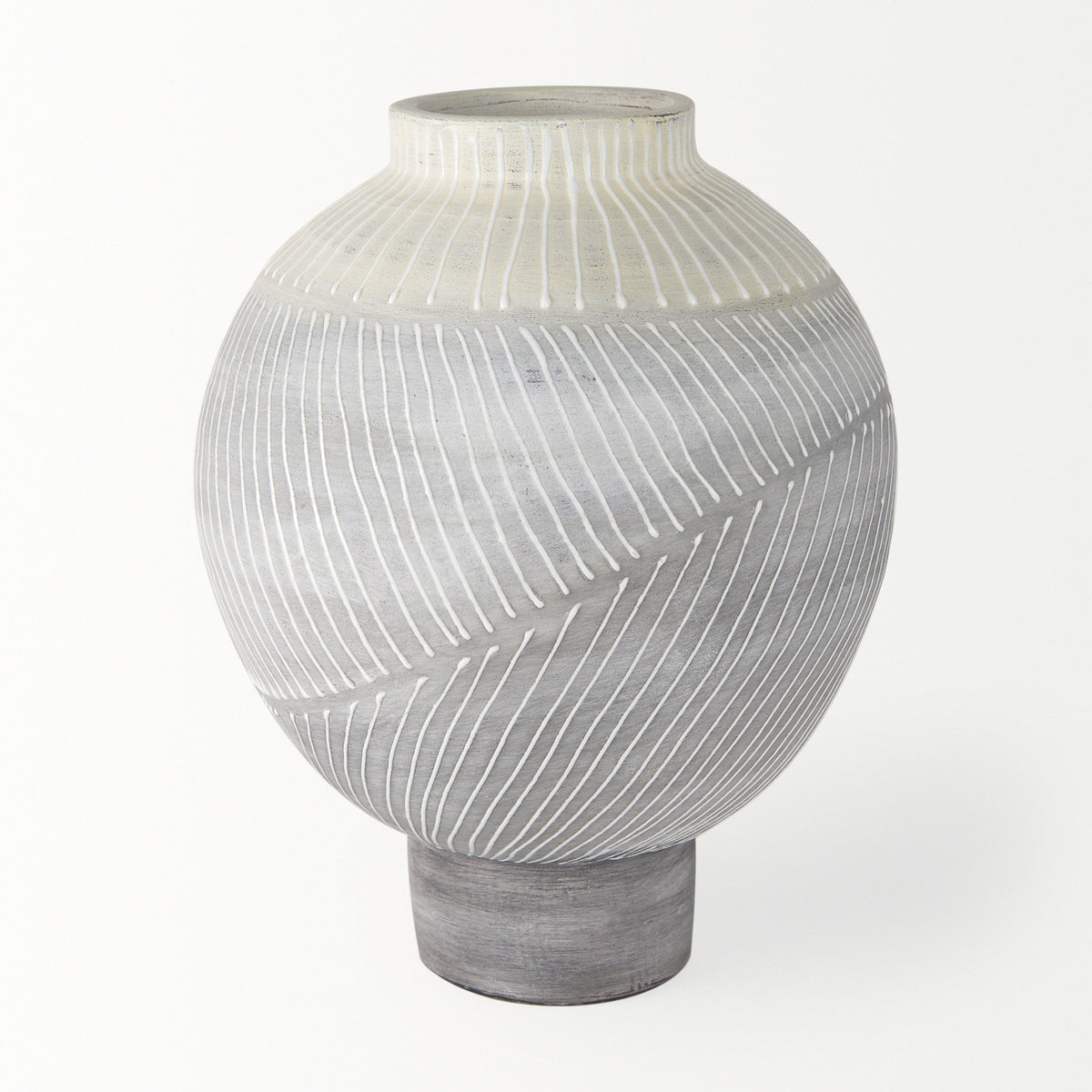 Blume 12.5H Off-White w/ Gray Textured Vase-Vase-DECOROLALA