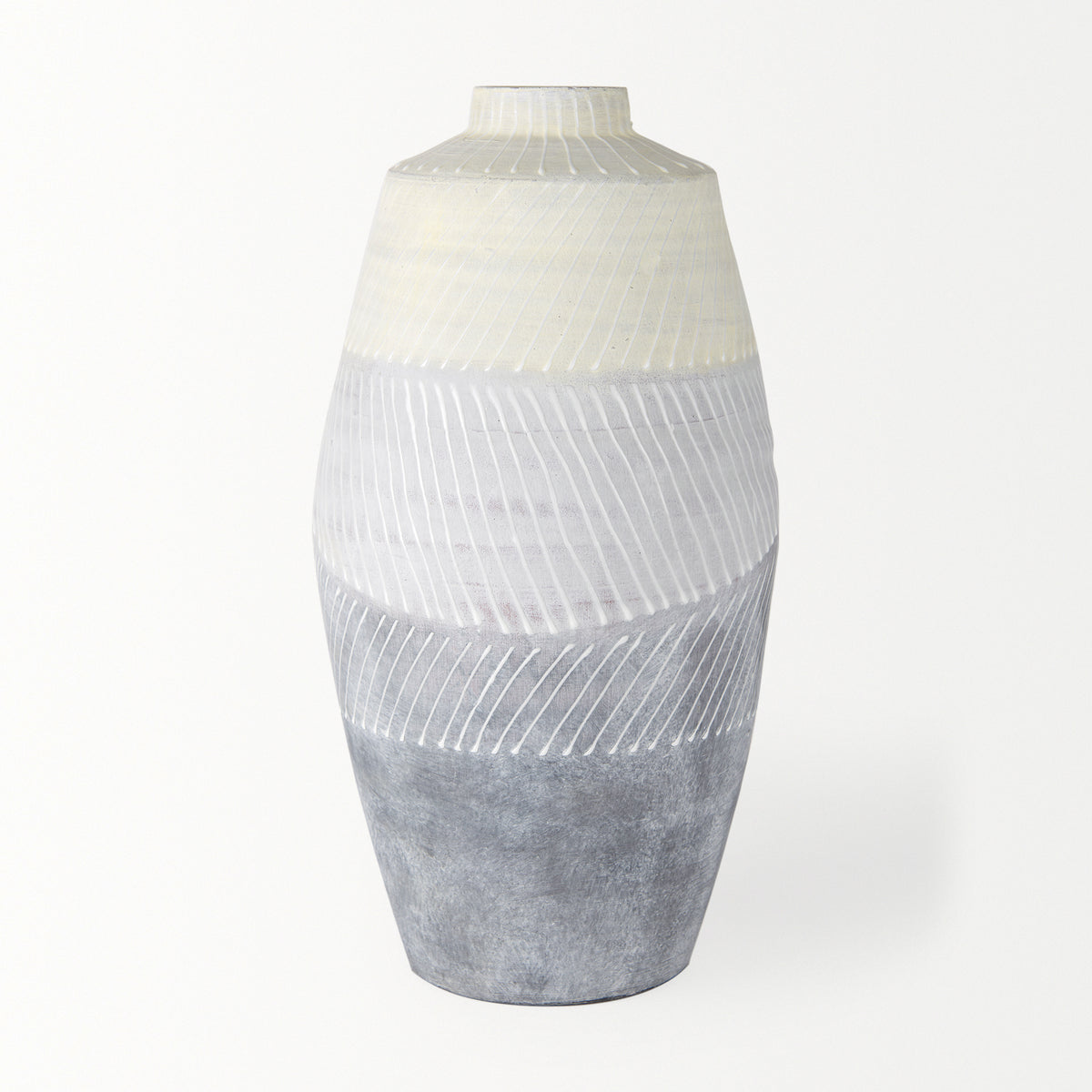Blume 16.5H Off-White w/ Gray Textured Vase-Vase-DECOROLALA