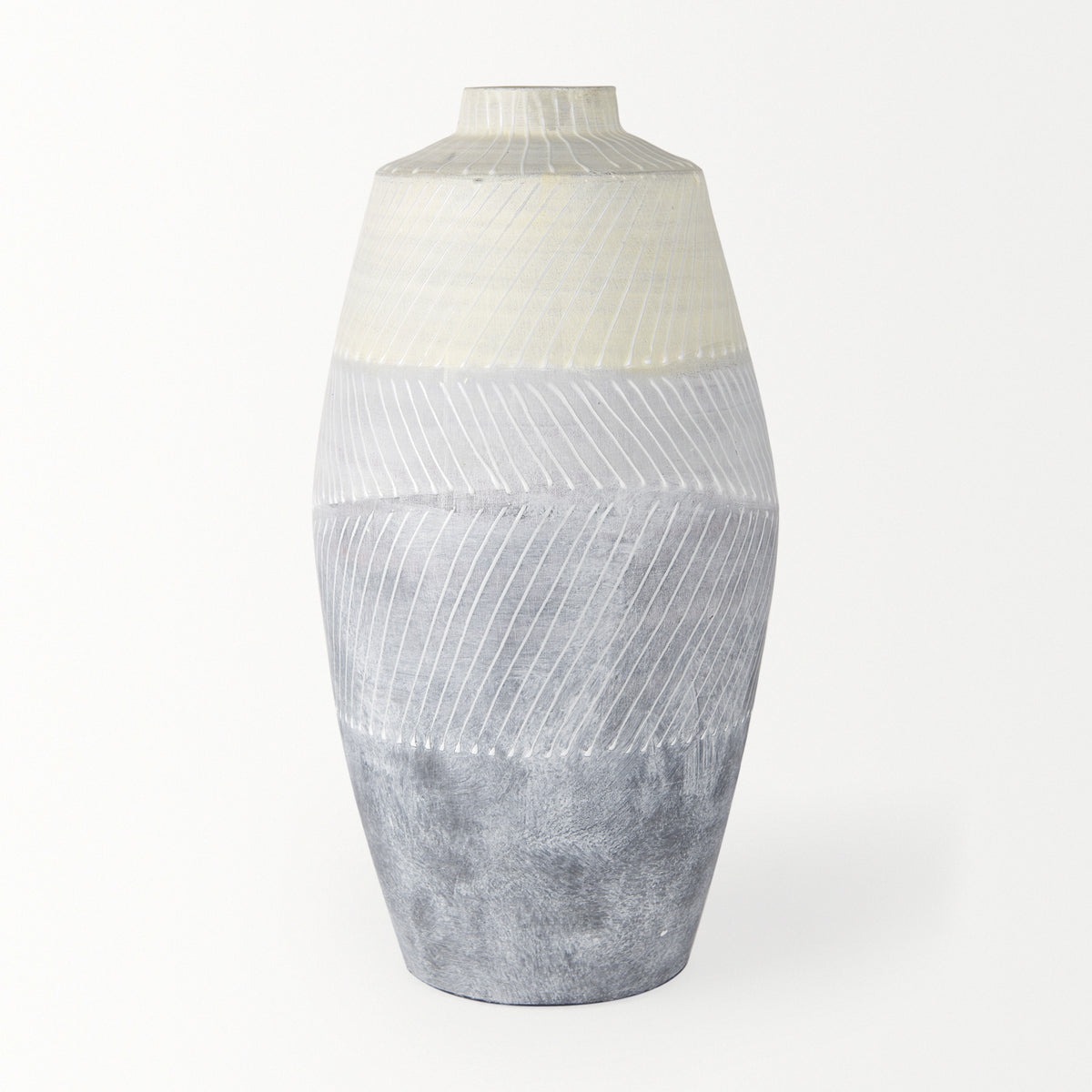 Blume 16.5H Off-White w/ Gray Textured Vase-Vase-DECOROLALA