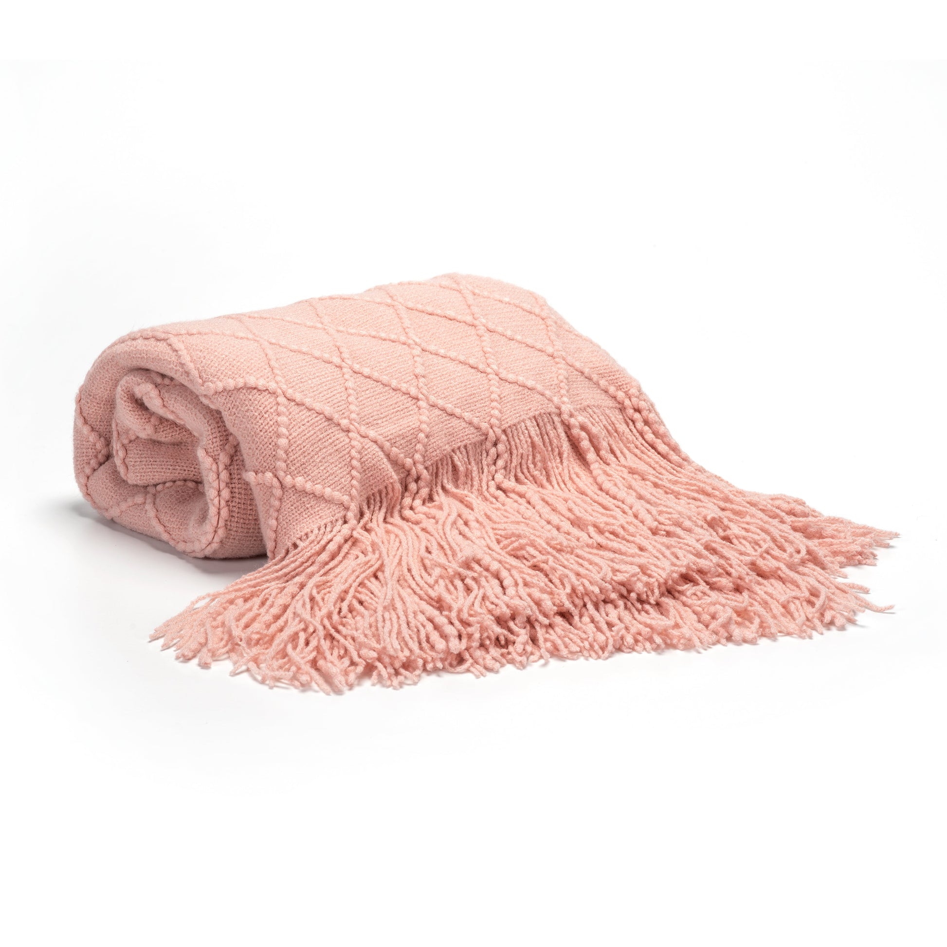 Blush Diamond Pattern Throw Blanket-Throw Blankets-DECOROLALA
