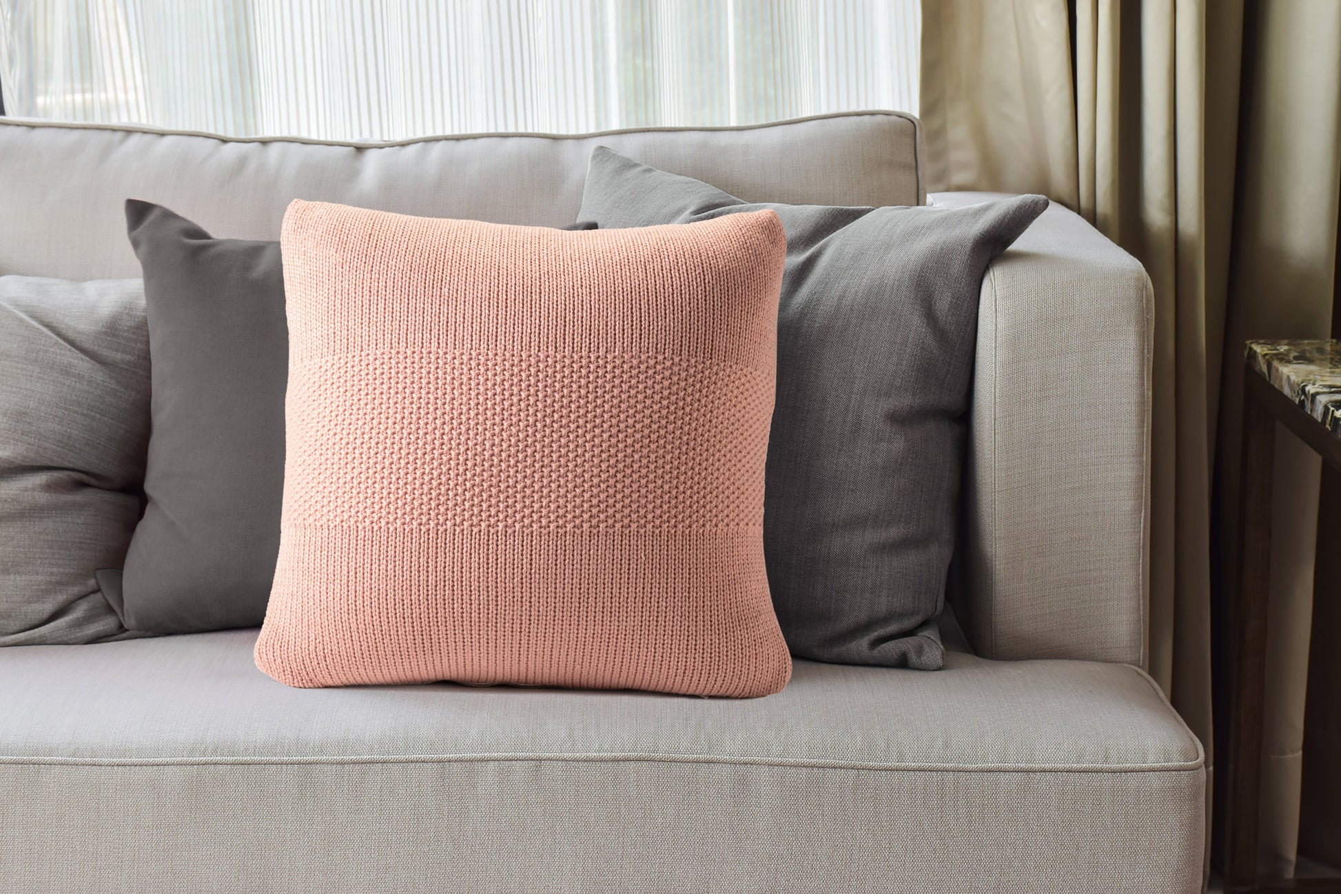Blush Knit Decorative Pillow-Decorative Cushions-DECOROLALA
