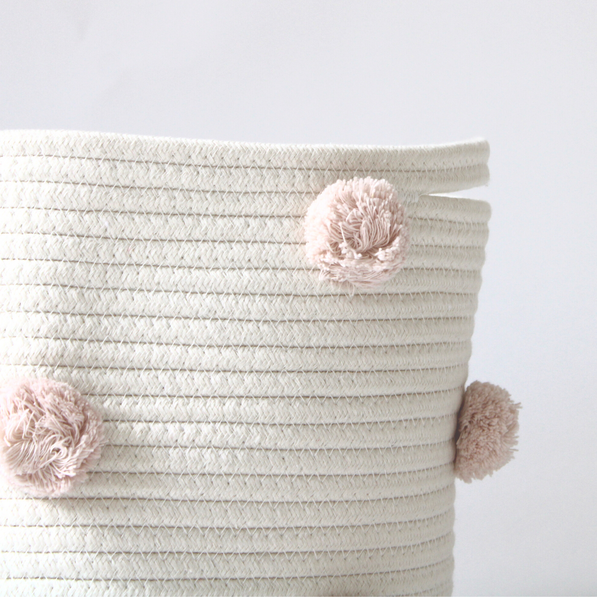 Blush Pom Basket - Medium-Baskets-DECOROLALA