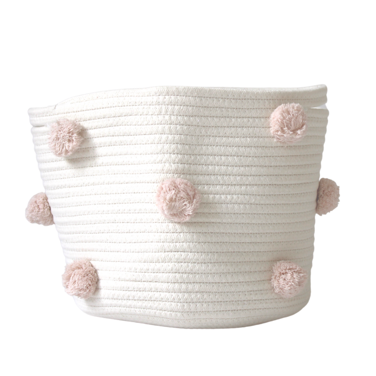 Blush Pom Basket - Medium-Baskets-DECOROLALA