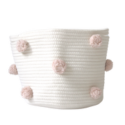 Blush Pom Basket - Medium-Baskets-DECOROLALA