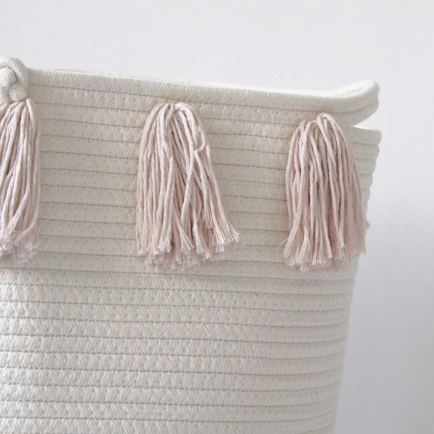 Blush Tassel Basket - Large-Basket-DECOROLALA