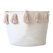 Blush Tassel Basket - Large-Baskets-DECOROLALA