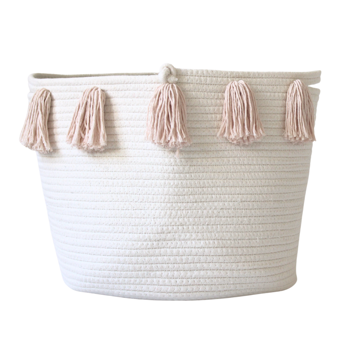 Blush Tassel Basket - Large-Baskets-DECOROLALA