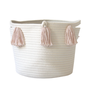 Blush Tassel Basket - Medium-Basket-DECOROLALA