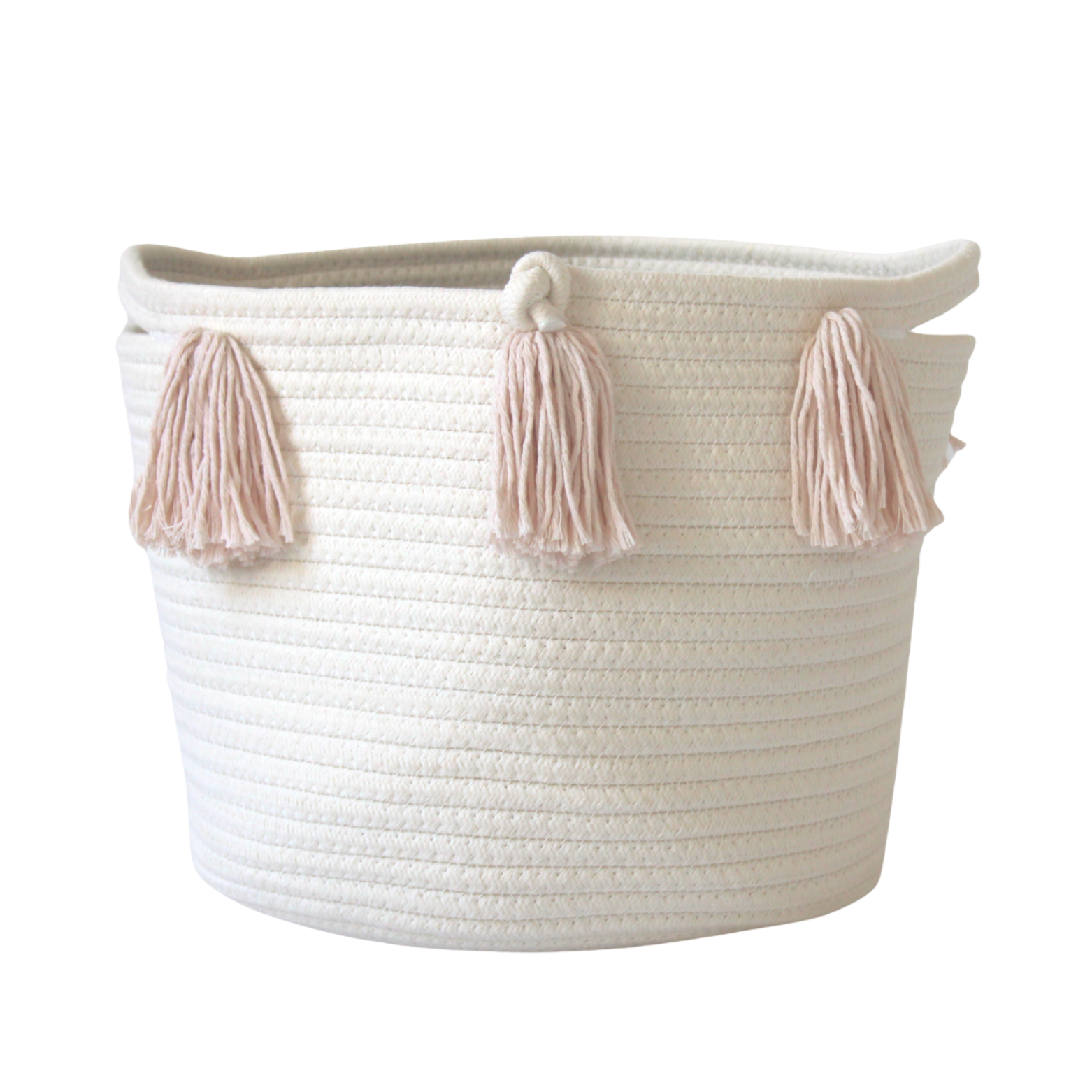 Blush Tassel Basket - Medium-Basket-DECOROLALA