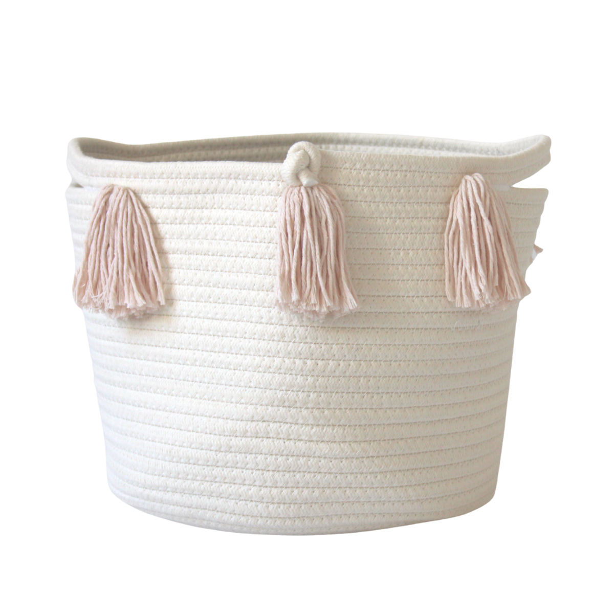 Blush Tassel Basket - Medium-Baskets-DECOROLALA