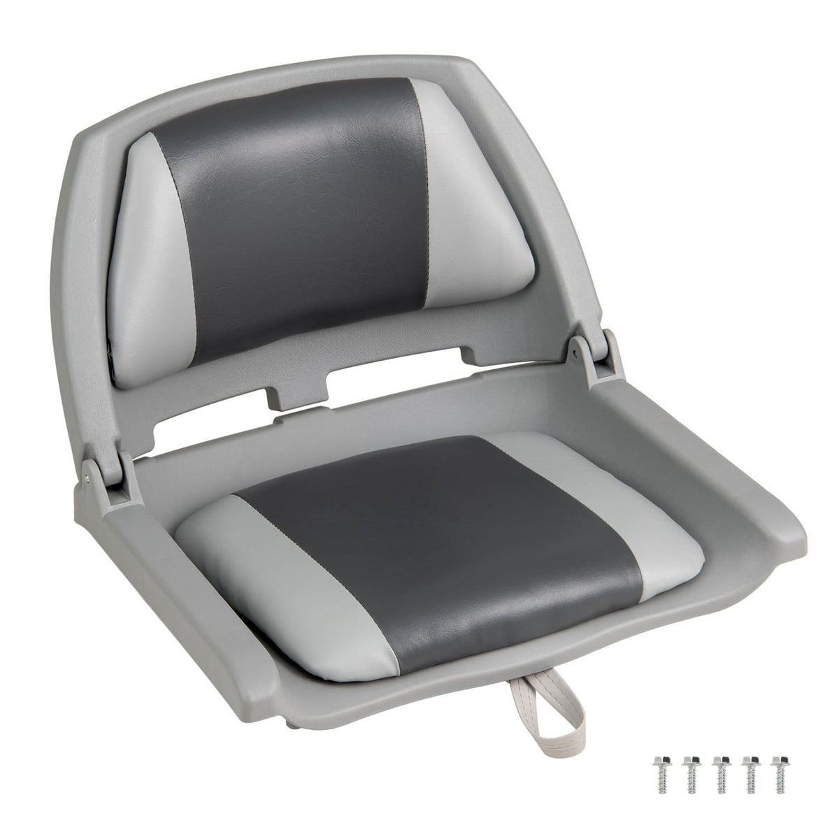 Boat Seat Folding Low Back Boat Chair with Marine-Grade PVC-White-Water Sports-DECOROLALA